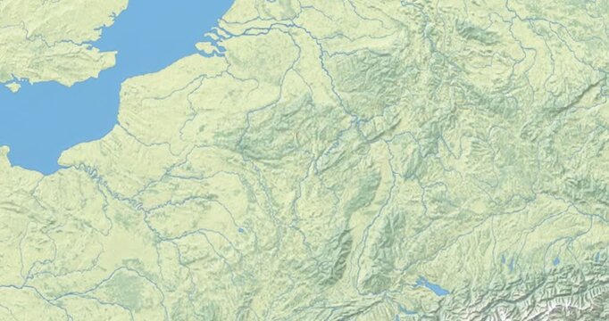 Luxembourg on Globe. Zoom into the country with Earth spinning on dark background. Physical world map with Luxembourg and label on it. Country view animation.