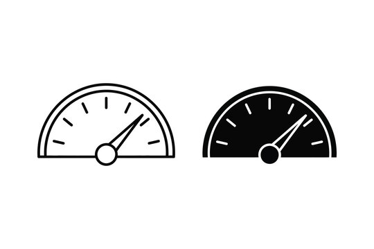 Speedometer icon vector illustration, line and solid style