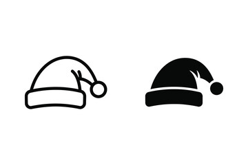 Fototapeta premium Santa hat vector illustration, flat and line art styles