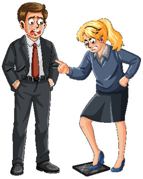 Angry Businesswoman Scolding Worried Colleague Over Broken Tablet