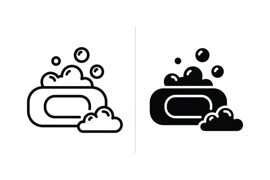 Bar of soap with bubbles, flat vector illustration
