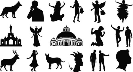 People, Animal and Architectural Silhouettes Collection for Creative Vector Design © Mim