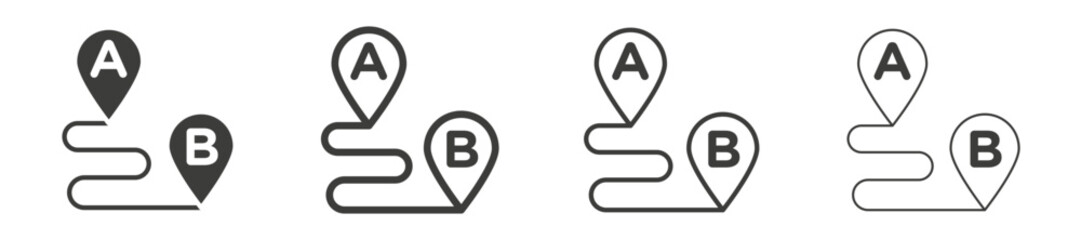 Path A to B icon collection on white background © molla