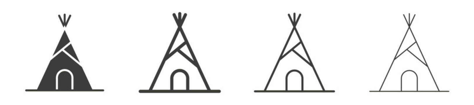 Tepee icon collection on white background