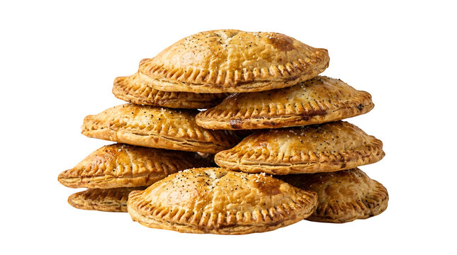 A stack of delicious golden brown baked mini pies or empanadas