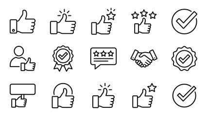 Fototapeta premium A collection of thumbs up and checkmark icons for approval and confirmation.