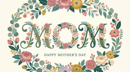 Obraz premium Mother's Day floral greeting card design.