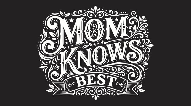 Inspirational quote Mom knows best typography.