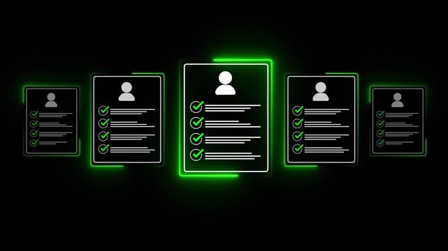 Human resources management concept. Check resume, Screening employee information, job applicants, Employees must complete the online survey form, answer the test questions.