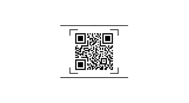 QR Code Scan Icon with Corner Markers, Digital Technology and Connectivity Concept
