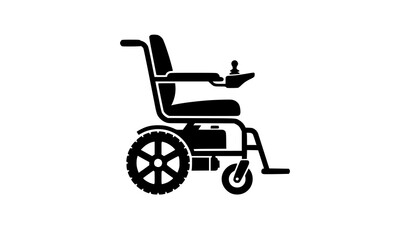 Motorized electric wheelchair vector icon with joystick controller panel representing automated mobility aid for disabled people isolated on white background © MdIbrahimIslam