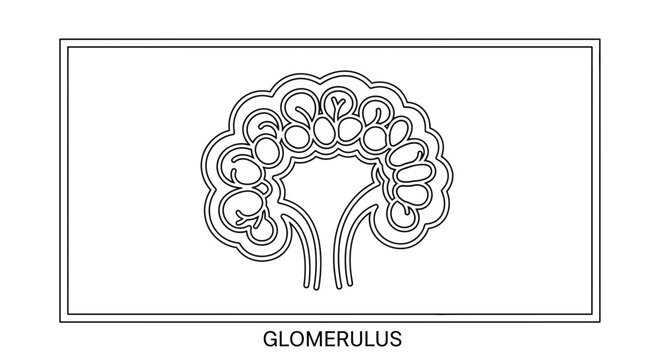 Glomerulus Medical Illustration: Kidney Filtration Unit, Nephron Microscopic Structure