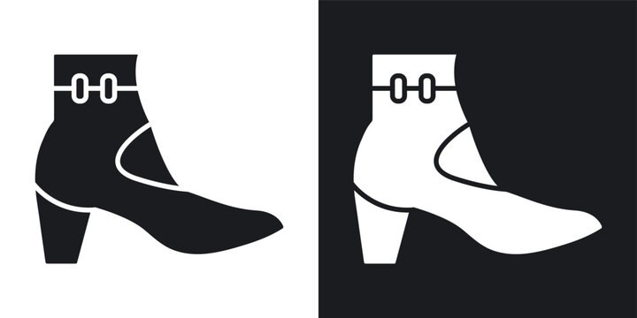 Ankle boots icons vectors in solid black and white style