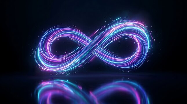 Glowing Neon Infinity Loop Abstract Light Effect on Black Background
