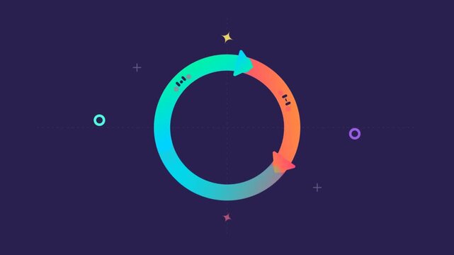 Animated colorful circular arrows rotating in a loop