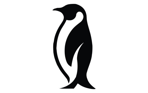 Minimalist black and white penguin silhouette icon for modern logo design and wildlife creative graphic art project