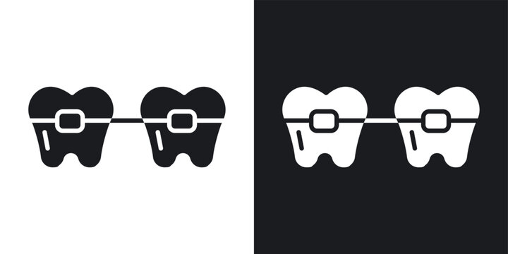 Braces icons vectors in solid black and white style