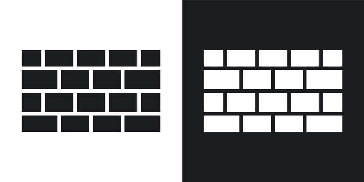 Brickwall icons vectors in solid black and white style