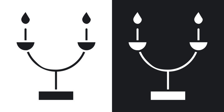 Candelabra icons vectors in solid black and white style