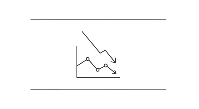 Financial Decline Chart: Downward Trend Graph with Arrows, Business Loss Concept