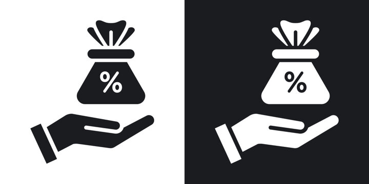 Commission icons vectors in solid black and white style