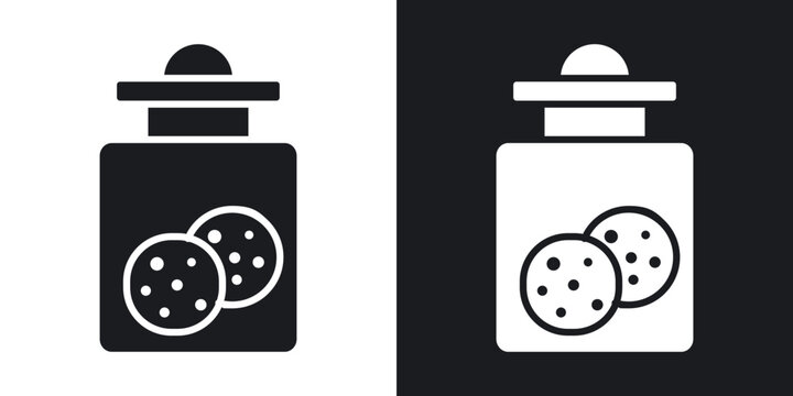 Cookies jar icons vectors in solid black and white style