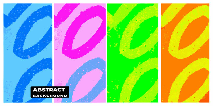 Colorful coiled spring patterns on four rectangular panels