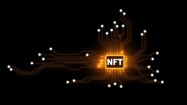 NFT abstract digital line data background connecting technology concept Abstract technological artificial concept. neon line data concept 4K animation video.
