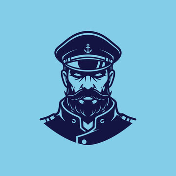 Artistic navy captain portrait with detailed uniform and cap