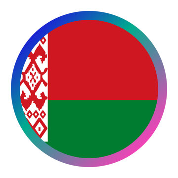 Belarus flag in a circle with rainbow colors