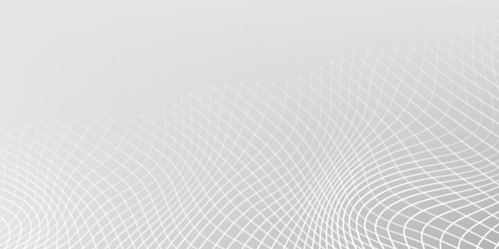 Grey backdrop with dynamic square halftone. Wavy grey square halftone background. Abstract monochrome illustrated graphic design.