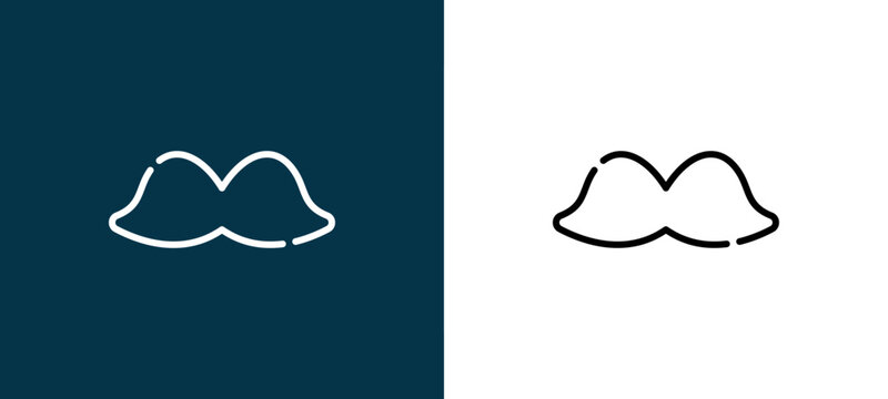 Black and white mustache outline icon duo, editable stroke vector illustration for web, mobile apps, UI design, branding, and print from Instagram Highlights Stories Beauty