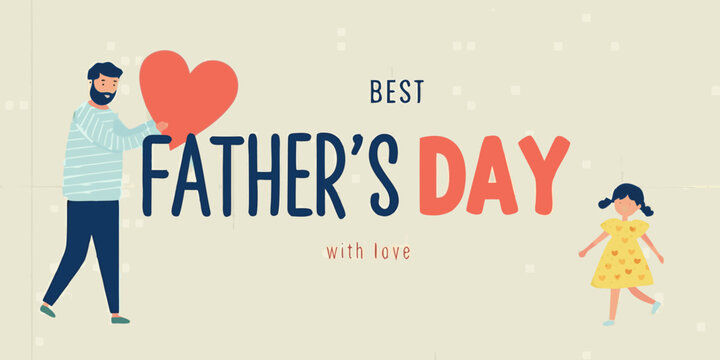 Father s Day Illustration With Family Figures And Heart Shape