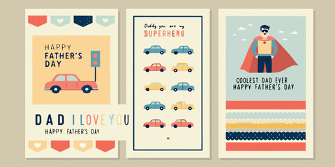 Toy cars and father s day greetings vector illustration © ShibuProsad