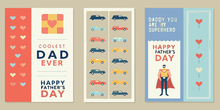Father s Day Card Designs Featuring Toy Cars And Superhero Themes