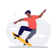 Obraz premium Flat design skateboarder in mid-air