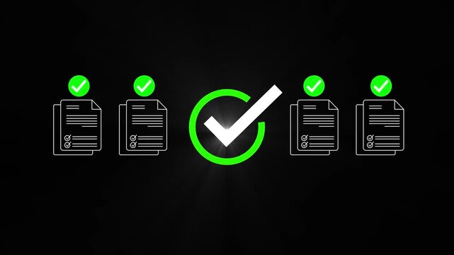 Digital checklist and approval workflow showing business document validation and task tracking system for decision making, process optimization, and quality verification with high efficiency.