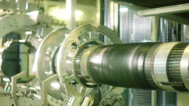 Rotating Industrial Machinery in Factory Production Line
