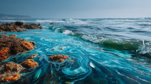 Captivating Macro Photography of Ocean Surface in a Serene Cove