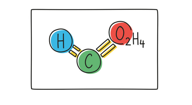 Chemical Formula of Formaldehyde (CH2O) - Simple Molecular Structure Diagram