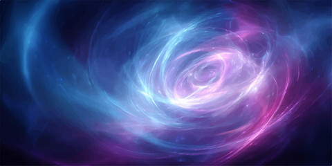 Obraz premium A cosmic swirl of vibrant blue and pink nebulae forms an ethereal vortex, hinting at the vast mysteries of the universe and the infinite beauty of space.