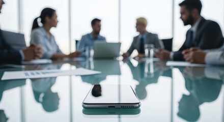 Fototapeta premium Smartphone during an active discussion, Team Collaboration,