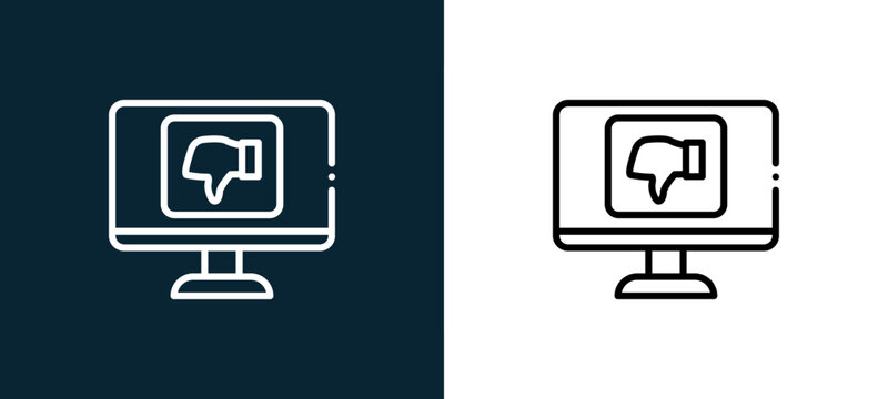 Two-color bad review outline icon pair in black and white, editable stroke vector illustration for web, mobile apps, UI design, branding, and print from Chatting and Communication