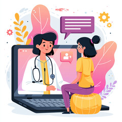 Naklejka premium Online Telemedicine Consultation