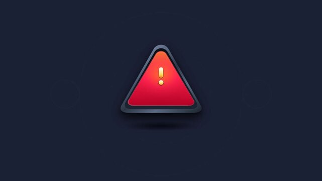 Red warning triangle pulsing on dark background