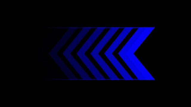 Blue Reverse Arrow Animation with Directional Transition Effect and Motion Navigation Graphic on Black Background 4k animation video