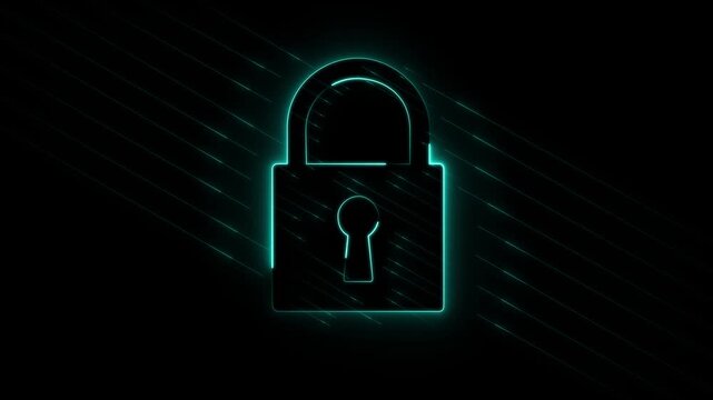 Cyber security technology for business and internet project with lock 4k animation video.
