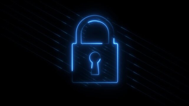 Cyber security technology for business and internet project with lock 4k animation video.