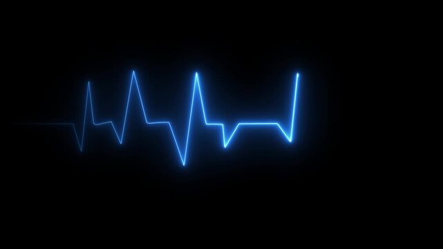 Abstract neon light fast heartbeat and pulse rate signal icon Motion graphic 4k animation video.