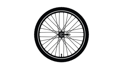 Fototapeta premium Bicycle wheel silhouette on a white background black and white graphic